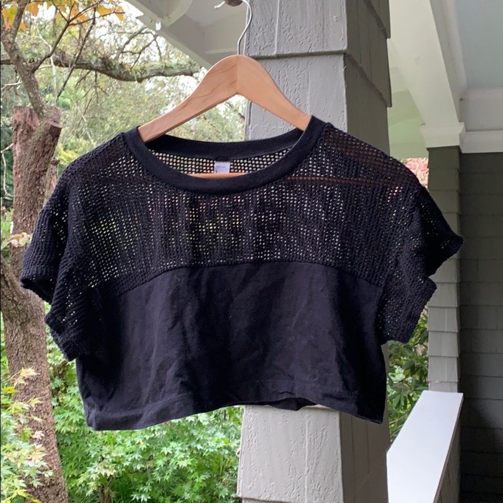 American Apparel black mesh crop tee